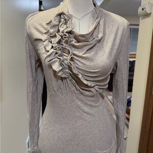 CAbi Beige Long Sleeve Top Size M